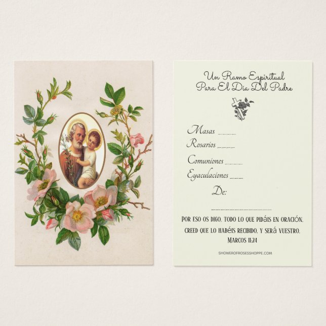 Bouquet spirituel Saint-Joseph Carte sainte espagn (Devant & derrière)
