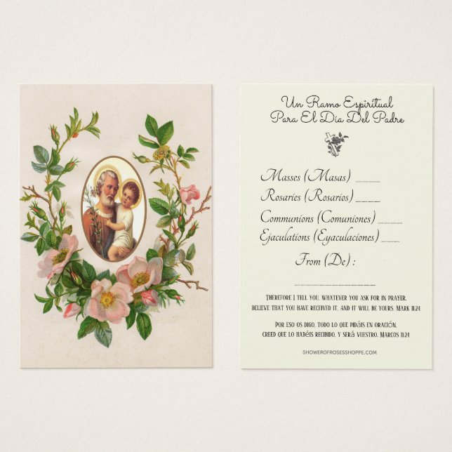 Bouquet spirituel Saint-Joseph Espagnol Anglais (Devant & derrière)