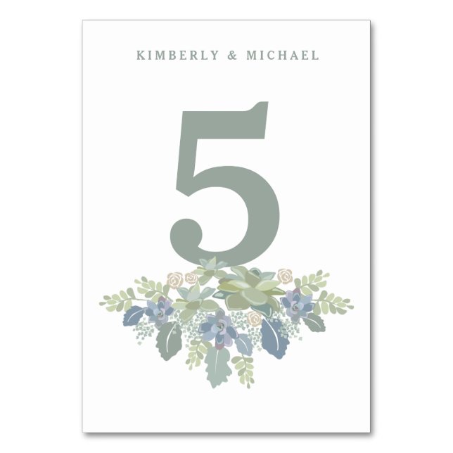 Bouquet Succulent Mariage Floral Carte Numéro de t (Par défaut)