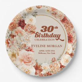 Bouquet Terracotta-Dusche und Salbei 30. Geburtsta Pappteller