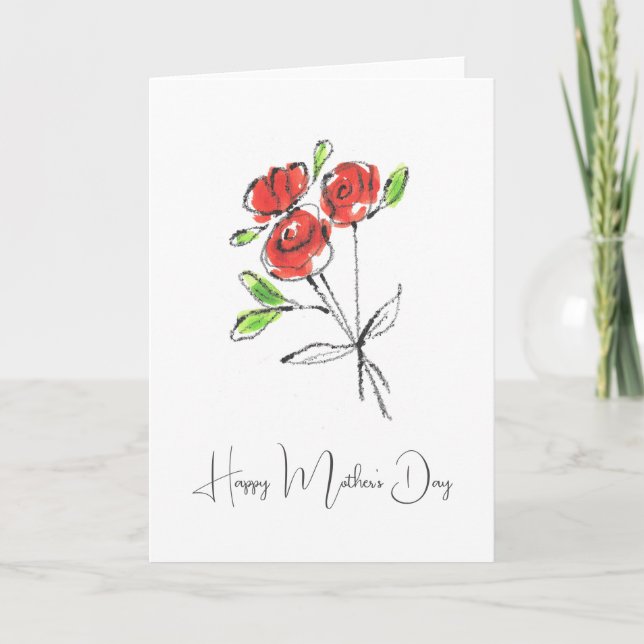 Bouquet Trois Roses Rouges | Bonne carte de fête d (Devant)