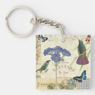 Bouquet vintage des fleurs, des oiseaux et des