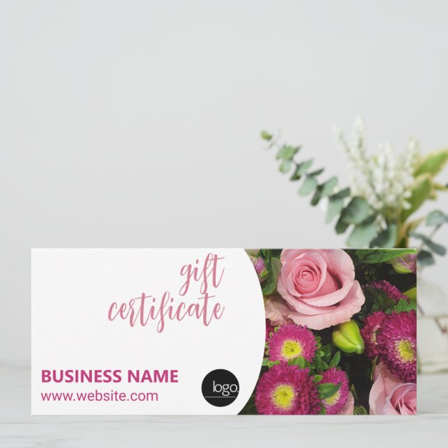 BOUQUET VON BLUME BUSINESS LOGO-GESCHENK-BESCHEINI (Stehend Vorderseite)