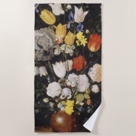 Bouquet von Blume in einer Erdenware-Vase Strandtuch