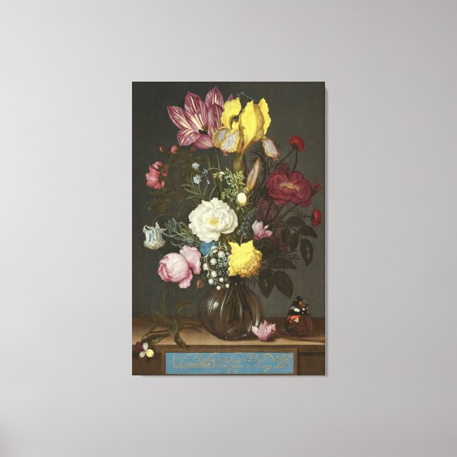 Bouquet von Blume in einer Glasvase Leinwanddruck (Vorderseite)