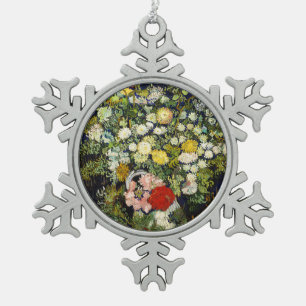 Bouquet von Blume in einer Vase von Vincent Van Go Schneeflocken Zinn-Ornament