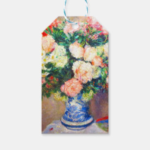 Bouquet von Chrysanthema und ein japanischer Fan Geschenkanhänger