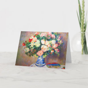 Bouquet von Chrysanthema und ein japanischer Fan Karte