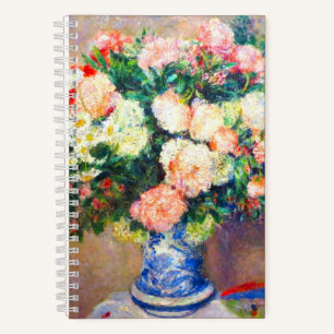 Bouquet von Chrysanthema und ein japanischer Fan Notizbuch