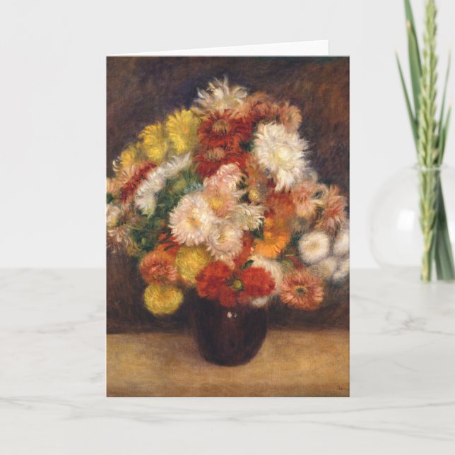 Bouquet von Chrysanthemums Renoir Karte (Vorderseite)