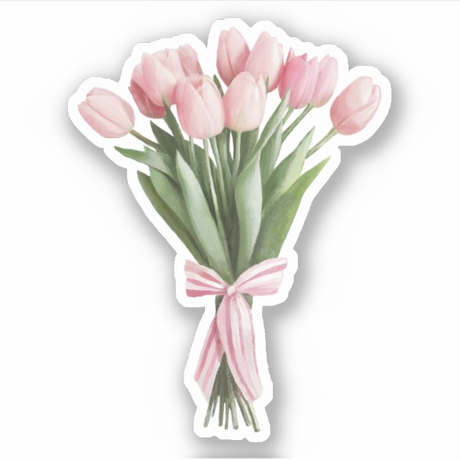 Bouquet von rosa Tulips Aufkleber (Vorderseite)
