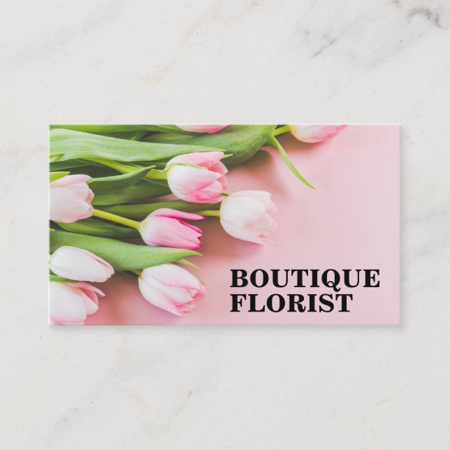 Bouquet von rosa Tulips | Florist Visitenkarte (Vorderseite)