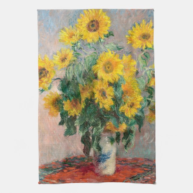Bouquet von Sonnenblumen von Monet Impressionist A Geschirrtuch (Vertikal)