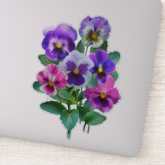 Bouquet von Violets Pansy Blume Aufkleber (Detail)
