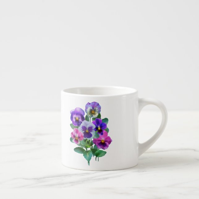 Bouquet von Violets Pansy Blume Espressotasse (Rechts)