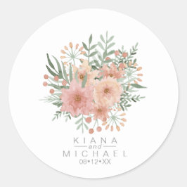 Bouquet Wedding Blush ID654 Runder Aufkleber