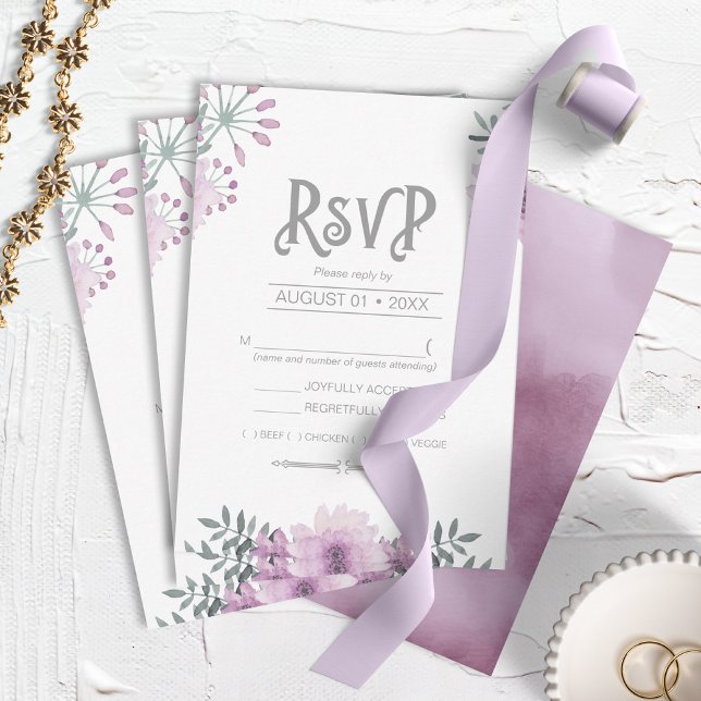 Bouquet Wedding Lilac ID654 RSVP Karte (Von Creator hochgeladen)