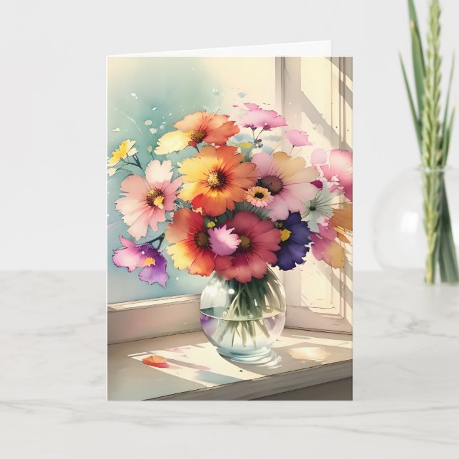 Bouquet zum Geburtstag eines Windows-Freundes Karte (Vorderseite)