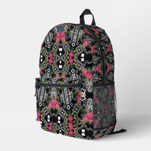 Bouquets aus rosa Blume Blume auf geometrisch Bedruckter Rucksack