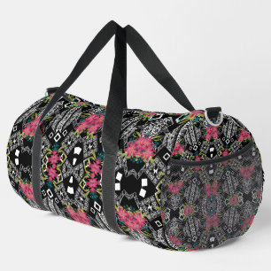 Bouquets aus rosa Blume Blume auf geometrisch Duffle Bag