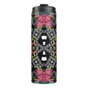 Bouquets aus rosa Blume Blume auf geometrisch Thermosbecher