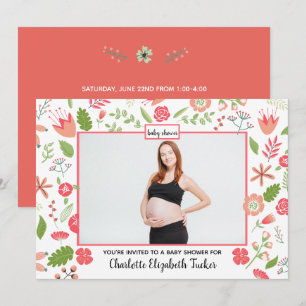 Bouquets Floraux Roses - Invitation à une Baby Sho