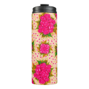 Bouquets mit lila Rose auf hellrosa Untergründen Thermosbecher