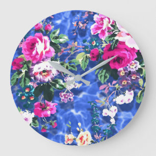 Bouquets mit Rose Große Wanduhr