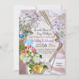 Bouquets von mehrfarbigen Rose auf Seidentexturen Einladung