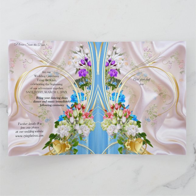 Bouquets von mehrfarbigen Rose auf Seidentexturen Karte (Innenseite)