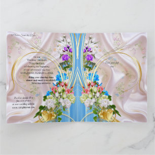Bouquets von mehrfarbigen Rose auf Seidentexturen Karte