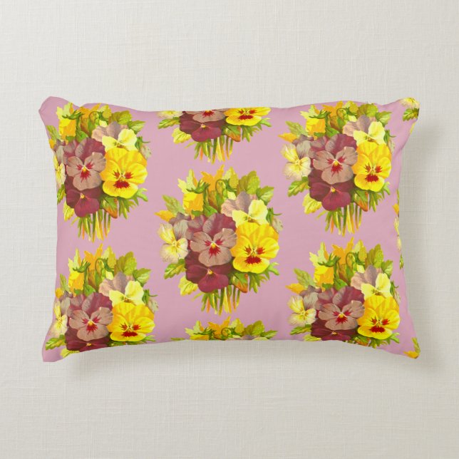 Bouquets von Pansy-Blume Dekokissen (Vorderseite)