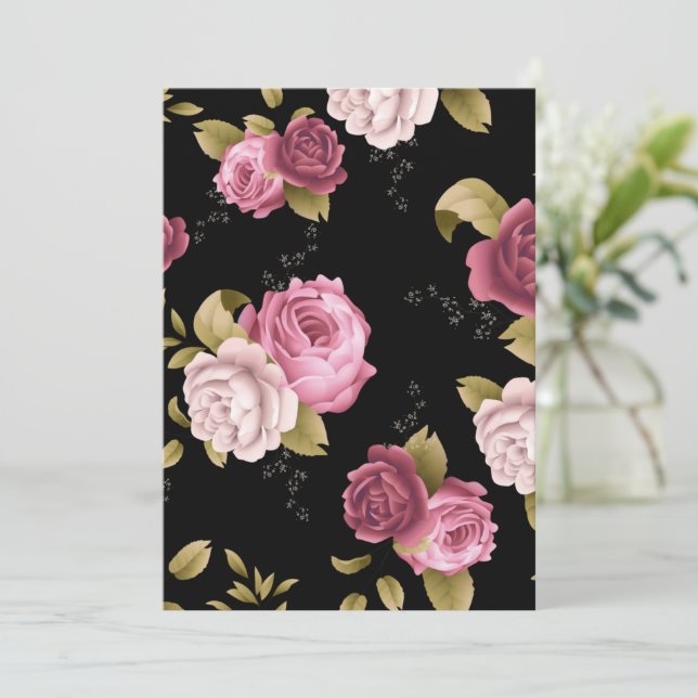 Bouquets von Rose 3 Dankeskarte (Stehend Vorderseite)