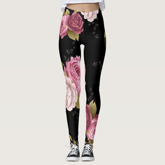 Bouquets von Rose 3 Leggings (Vorderseite)