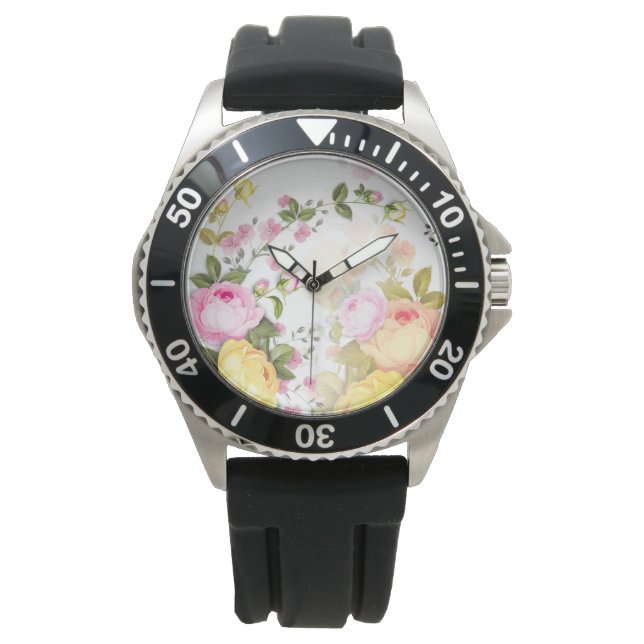 Bouquets von Rose 4 Armbanduhr (Vorderseite)
