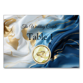 Bouquets von Silky Blue White und Gold Edges Tischnummer