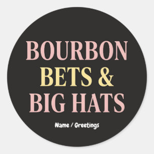 Bourbon Bets & Big Hats Retro Social Club Pferd Runder Aufkleber
