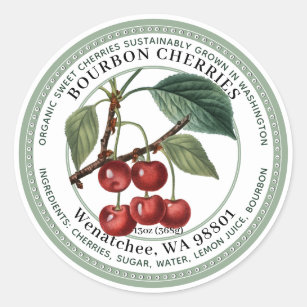Bourbon Cherries Label mit Vintager Kirsche Runder Aufkleber