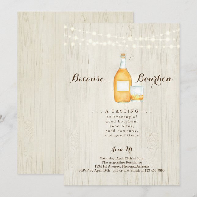 Bourbon Degustations-Party Einladung (Vorne/Hinten)