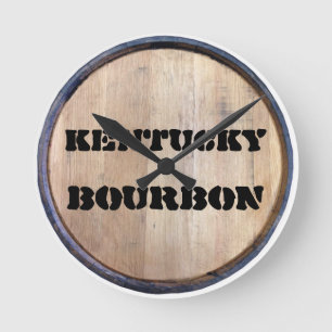 BOURBON-FASSDECKEL (FAUX) KENTUCKY-UHR RUNDE WANDUHR