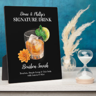 Bourbon Smash Cocktail Bar Signature Drink Zeichen Fotoplatte