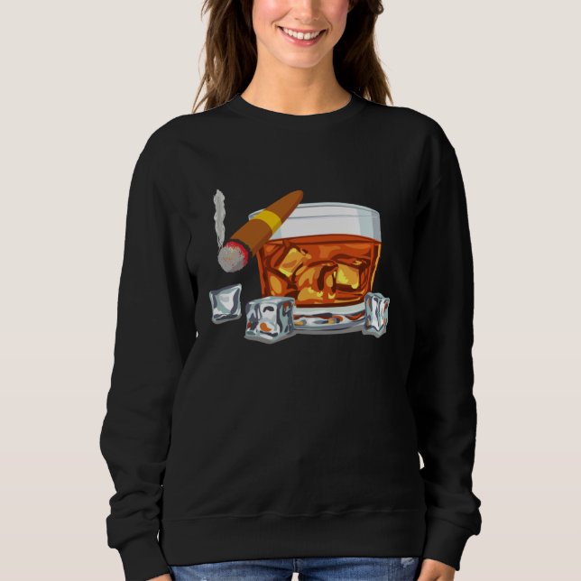 Bourbon Smoking Cigar  Mens Drinking Sweatshirt (Vorderseite)