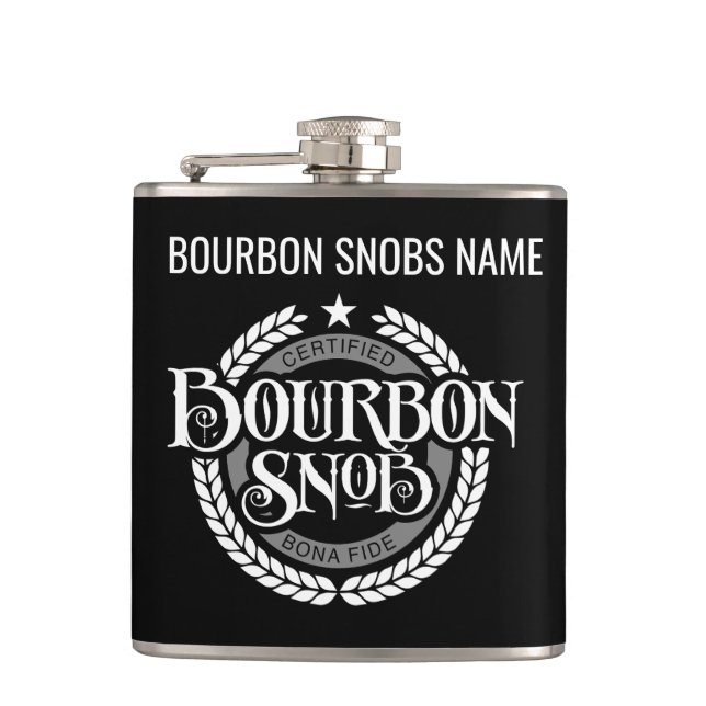 Bourbon Snob - lustiger Whiskeytrinker Flachmann (Vorderseite)