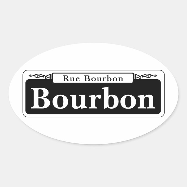 Bourbon St., New Orleans Street Sign Ovaler Aufkleber (Vorderseite)