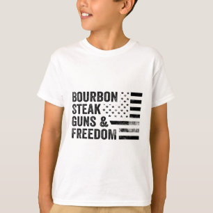 Bourbon Steak Guns and Freedom US Flag Whiskey Pa T-Shirt
