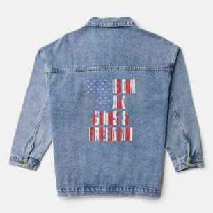 Bourbon Steak Guns Freedom US Flag Whiskey Indepe Jeansjacke