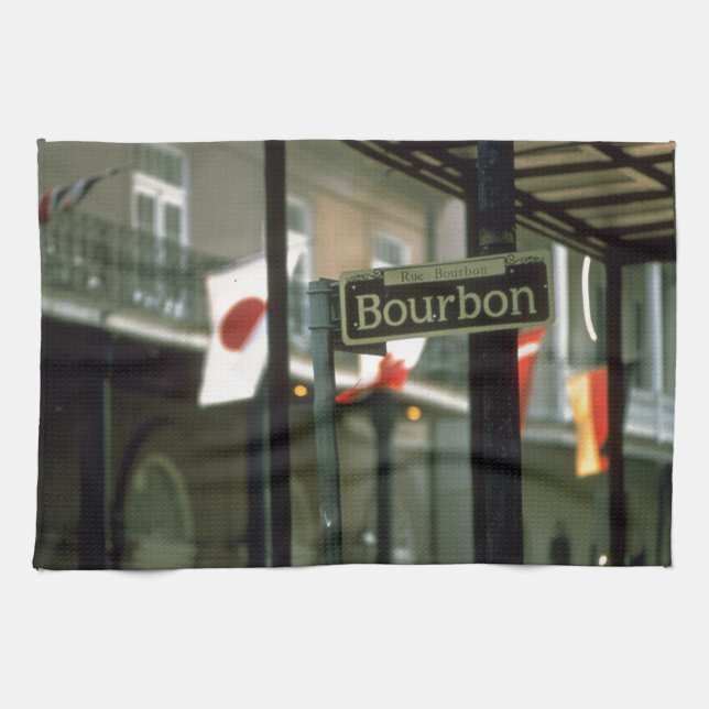Bourbon-Straßenschild in New Orleans Küchentuch (Horizontal)