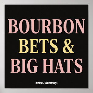 Bourbon-Wetten & große Hüte Retro-Sozialclub Pferd Poster