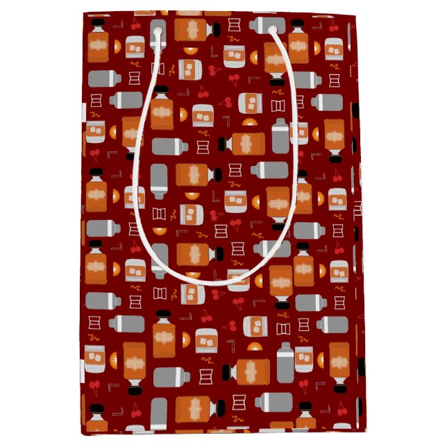 Bourbon Whiskey-Muster Mittlere Geschenktüte (Vorderseite)