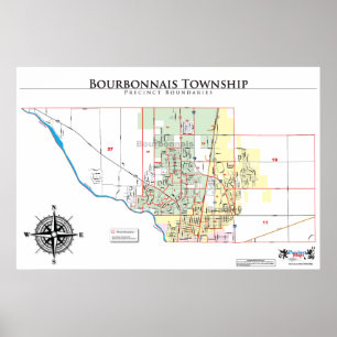 Bourbonnais-Gemeinde-Bezirk-Karte Poster